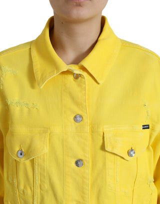 Dolce & Gabbana Clothing Yellow / IT44 | L / Material: 98% Cotton 2% Elastane Chic Yellow Denim Button-Down Jacket