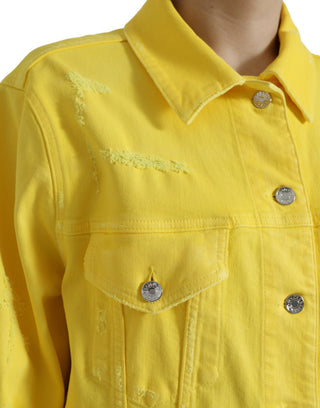 Dolce & Gabbana Clothing Yellow / IT44 | L / Material: 98% Cotton 2% Elastane Chic Yellow Denim Button-Down Jacket