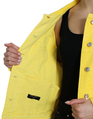 Dolce & Gabbana Clothing Yellow / IT44 | L / Material: 98% Cotton 2% Elastane Chic Yellow Denim Button-Down Jacket