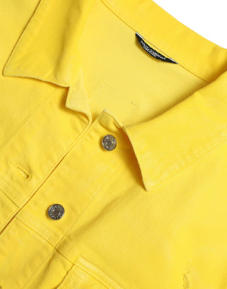 Dolce & Gabbana Clothing Yellow / IT44 | L / Material: 98% Cotton 2% Elastane Chic Yellow Denim Button-Down Jacket