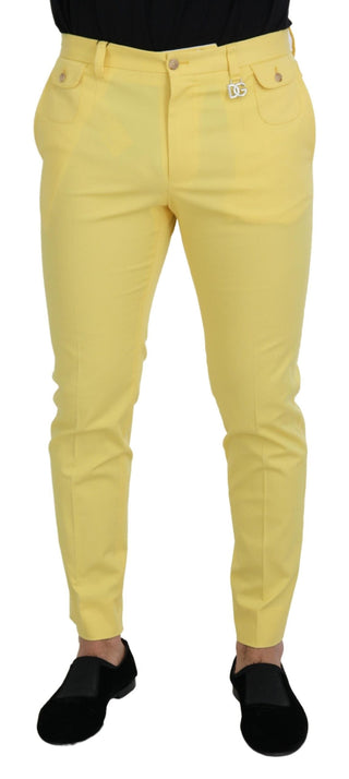 Dolce & Gabbana Clothing Yellow / IT48 | M / Material: 100% Cotton Yellow Cotton Slim Fit Men Pants