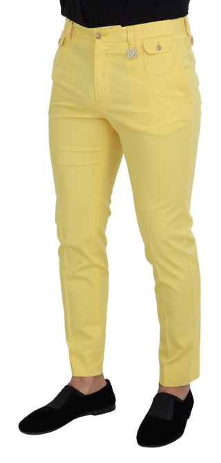 Dolce & Gabbana Clothing Yellow / IT48 | M / Material: 100% Cotton Yellow Cotton Slim Fit Men Pants