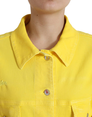 Dolce & Gabbana Clothing Yellow / IT48 | XL / Material: 98% Cotton 2% Elastane Yellow Cotton DENIM Jeans Coat Jacket