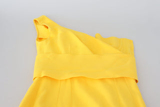 Dolce & Gabbana Clothing Yellow One Shoulder Side Slit Midi Dress