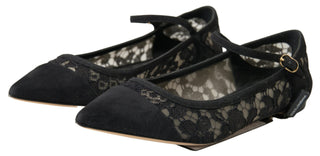 Dolce & Gabbana Flat Shoes Black / EU37/US6.5 / Material: 45% Leather 28% Nylon 16% Viscose 11% Cotton Elegant Black Lace Flats