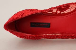 Dolce & Gabbana Flat Shoes Red Crystal-Embellished Flats