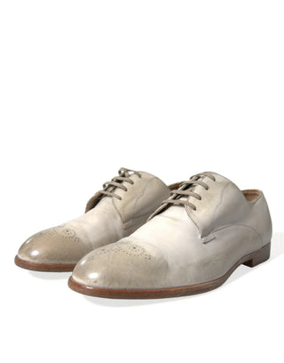 Dolce & Gabbana Formal Elegant White Calfskin Derby Shoes