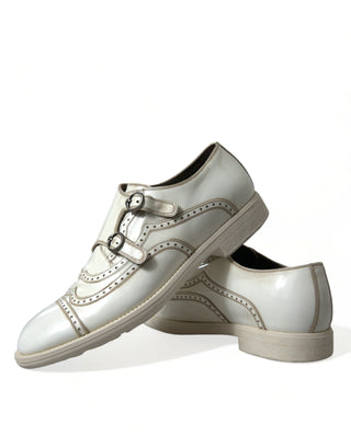 Dolce & Gabbana Formal Material: 100% Leather / White / EU43.5/US10.5 Elegant White Leather Derby Dress Shoes