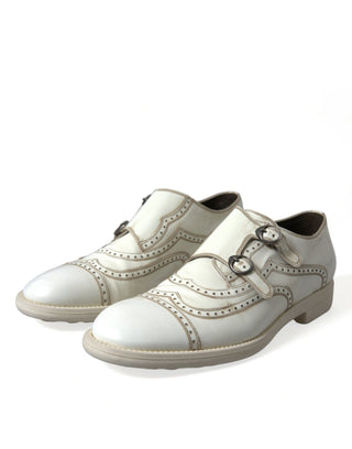 Dolce & Gabbana Formal Material: 100% Leather / White / EU43.5/US10.5 Elegant White Leather Derby Dress Shoes