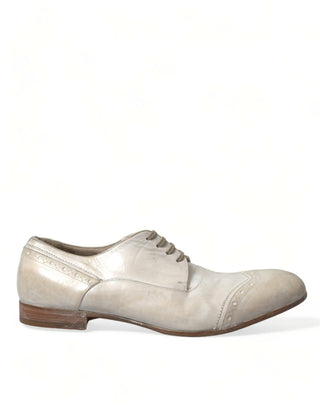 Dolce & Gabbana Formal White / EU42/US9 / Material: 100% Calfskin Leather Elegant White Leather Brogue Dress Shoes