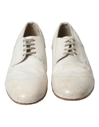 Dolce & Gabbana Formal White / EU42/US9 / Material: 100% Calfskin Leather Elegant White Leather Brogue Dress Shoes