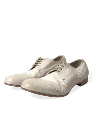 Dolce & Gabbana Formal White / EU42/US9 / Material: 100% Calfskin Leather Elegant White Leather Brogue Dress Shoes