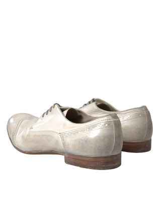 Dolce & Gabbana Formal White / EU42/US9 / Material: 100% Calfskin Leather Elegant White Leather Brogue Dress Shoes