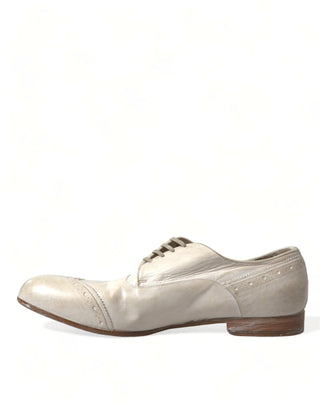 Dolce & Gabbana Formal White / EU42/US9 / Material: 100% Calfskin Leather Elegant White Leather Brogue Dress Shoes