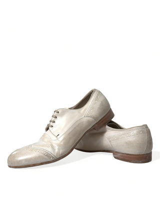 Dolce & Gabbana Formal White / EU42/US9 / Material: 100% Calfskin Leather Elegant White Leather Brogue Dress Shoes