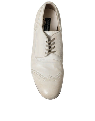 Dolce & Gabbana Formal White / EU42/US9 / Material: 100% Calfskin Leather Elegant White Leather Brogue Dress Shoes