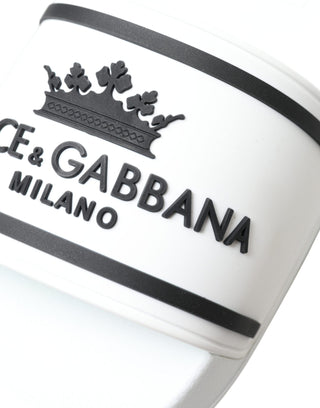 Dolce & Gabbana Men Black and White / EU43/US10 White Rubber Sandals Slippers Beachwear Men Shoes