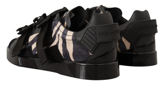 Dolce & Gabbana Men Black and White / EU44/US11 / Material: Suede rubber Zebra Suede Low Top Fashion Sneakers