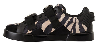 Dolce & Gabbana Men Black and White / EU44/US11 / Material: Suede rubber Zebra Suede Low Top Fashion Sneakers