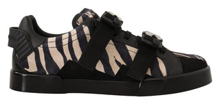 Dolce & Gabbana Men Black and White / EU44/US11 / Material: Suede rubber Zebra Suede Low Top Fashion Sneakers