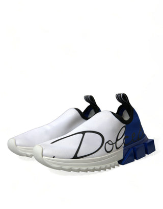 Dolce & Gabbana Men Blue and White / EU41/US8 / Material: 90% Polyester 10% Viscose White Blue Sorrento Low Top Men Casual Sneakers Shoes