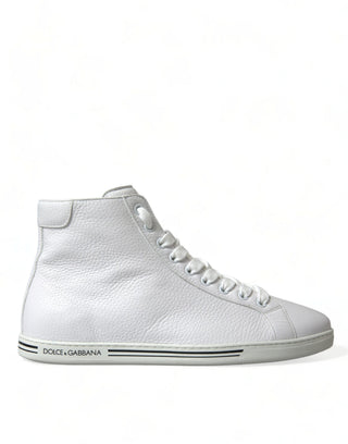 Dolce & Gabbana Men Elegant White Leather High Top Sneakers