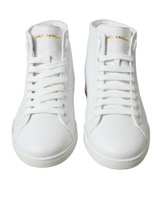 Dolce & Gabbana Men Elegant White Leather High Top Sneakers