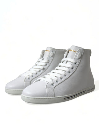 Dolce & Gabbana Men Elegant White Leather High Top Sneakers