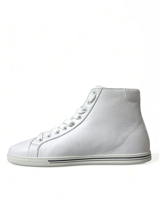 Dolce & Gabbana Men Elegant White Leather High Top Sneakers