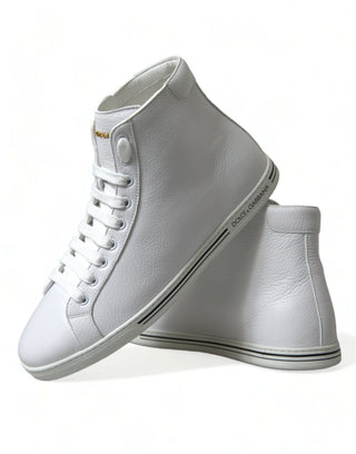 Dolce & Gabbana Men Elegant White Leather High Top Sneakers