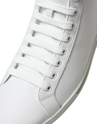 Dolce & Gabbana Men Elegant White Leather High Top Sneakers