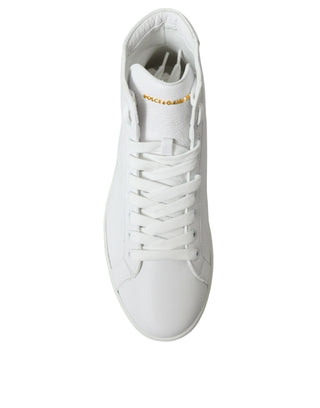 Dolce & Gabbana Men Elegant White Leather High Top Sneakers