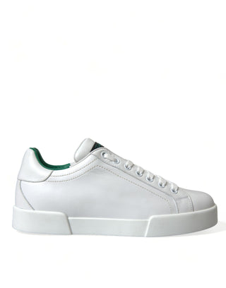 Dolce & Gabbana Men Material: 100% Calfskin Leather / White / EU39.5/US6.5 White Green Leather Portofino Sneakers Shoes