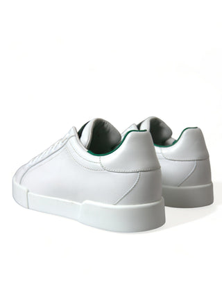 Dolce & Gabbana Men Material: 100% Calfskin Leather / White / EU39.5/US6.5 White Green Leather Portofino Sneakers Shoes