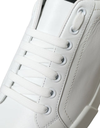 Dolce & Gabbana Men Material: 100% Calfskin Leather / White / EU39.5/US6.5 White Green Leather Portofino Sneakers Shoes