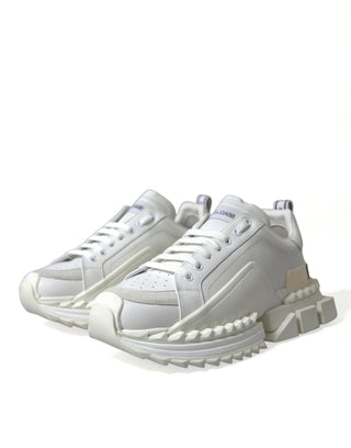 Dolce & Gabbana Men Material: 80% Calfskin Leather 20% Viscose / White / EU43/US10 White Leather SUPER KING Sneakers Shoes