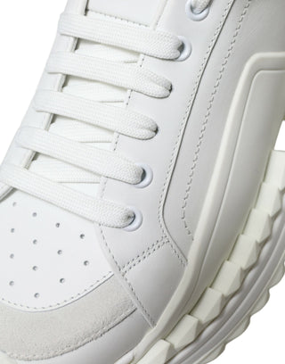 Dolce & Gabbana Men Material: 80% Calfskin Leather 20% Viscose / White / EU43/US10 White Leather SUPER KING Sneakers Shoes