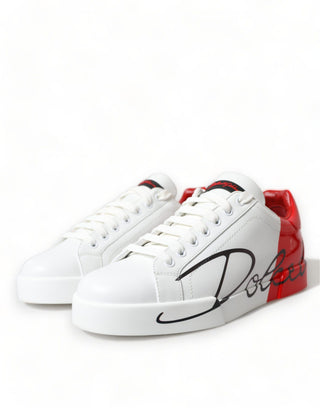 Dolce & Gabbana Men White and Red / EU40.5/US7.5 / Material: Leather Chic Red and White Leather Sneakers