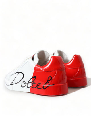 Dolce & Gabbana Men White and Red / EU40.5/US7.5 / Material: Leather Chic Red and White Leather Sneakers