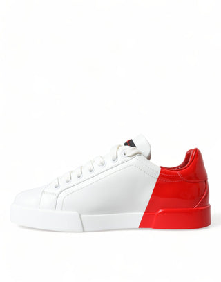 Dolce & Gabbana Men White and Red / EU40.5/US7.5 / Material: Leather Chic Red and White Leather Sneakers