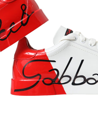 Dolce & Gabbana Men White and Red / EU40.5/US7.5 / Material: Leather Chic Red and White Leather Sneakers