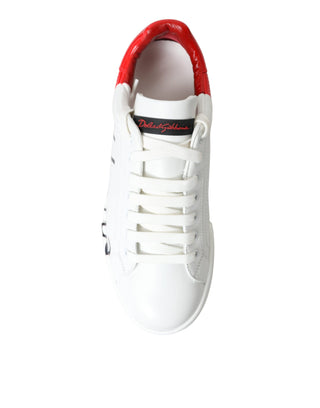 Dolce & Gabbana Men White and Red / EU40.5/US7.5 / Material: Leather Chic Red and White Leather Sneakers