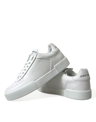 Dolce & Gabbana Men White / EU41/US8 White Leather Low Top Lace Up Sneakers Shoes