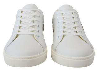 Dolce & Gabbana Men White / EU45/US12 / Material: 100% Leather White Gold Leather Low Top Sneakers Shoes