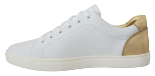 Dolce & Gabbana Men White / EU45/US12 / Material: 100% Leather White Gold Leather Low Top Sneakers Shoes