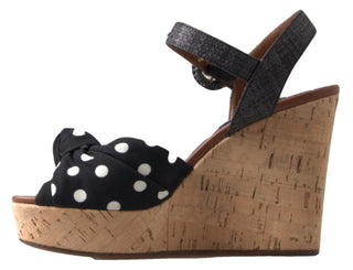 Dolce & Gabbana Platforms & Wedges Chic Polka-Dotted Ankle Strap Wedges