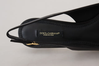 Dolce & Gabbana Pumps Black Leather Slingbacks Heels Pumps Shoes