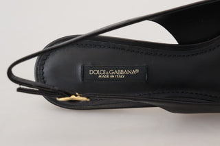 Dolce & Gabbana Pumps Black Leather Slingbacks Heels Pumps Shoes