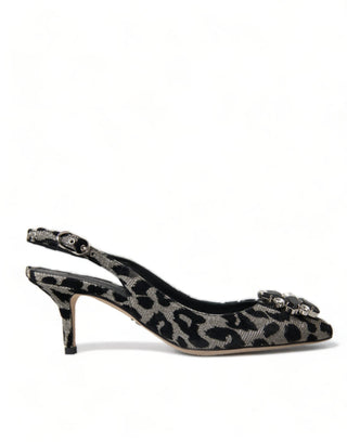 Dolce & Gabbana Pumps Crystal Leopard Slingback Heels Pumps