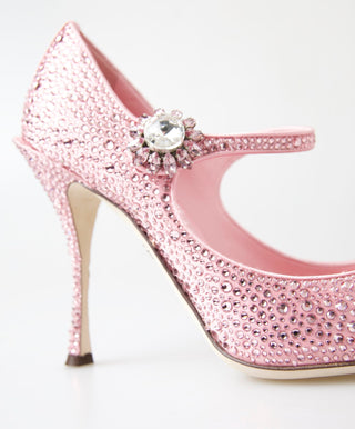Dolce & Gabbana Pumps Pink / EU39/US8.5 Pink Crystal Brooch Mary Jane Stilettos